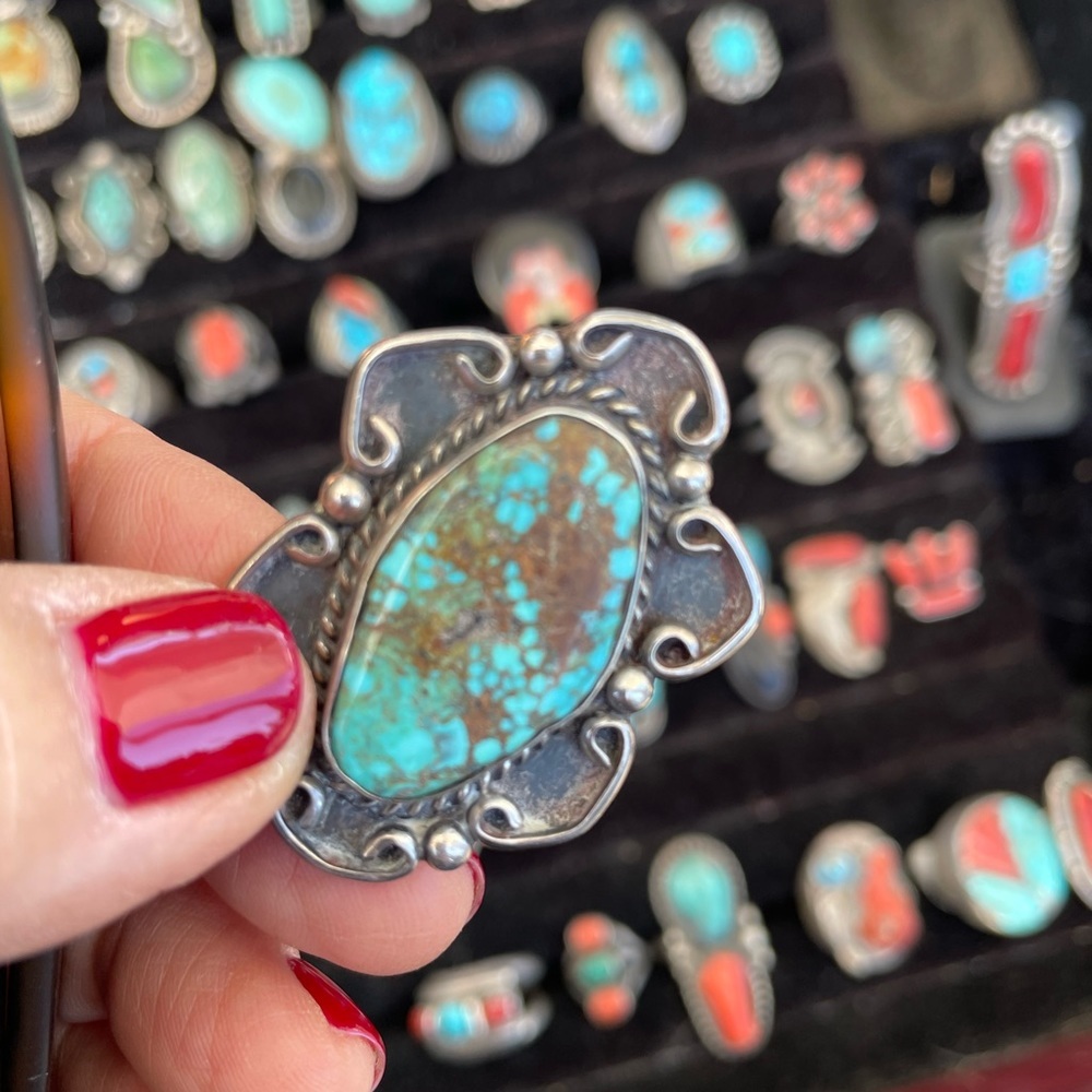 Vintage silver & turquoise Native American ring - Picture 3 of 6